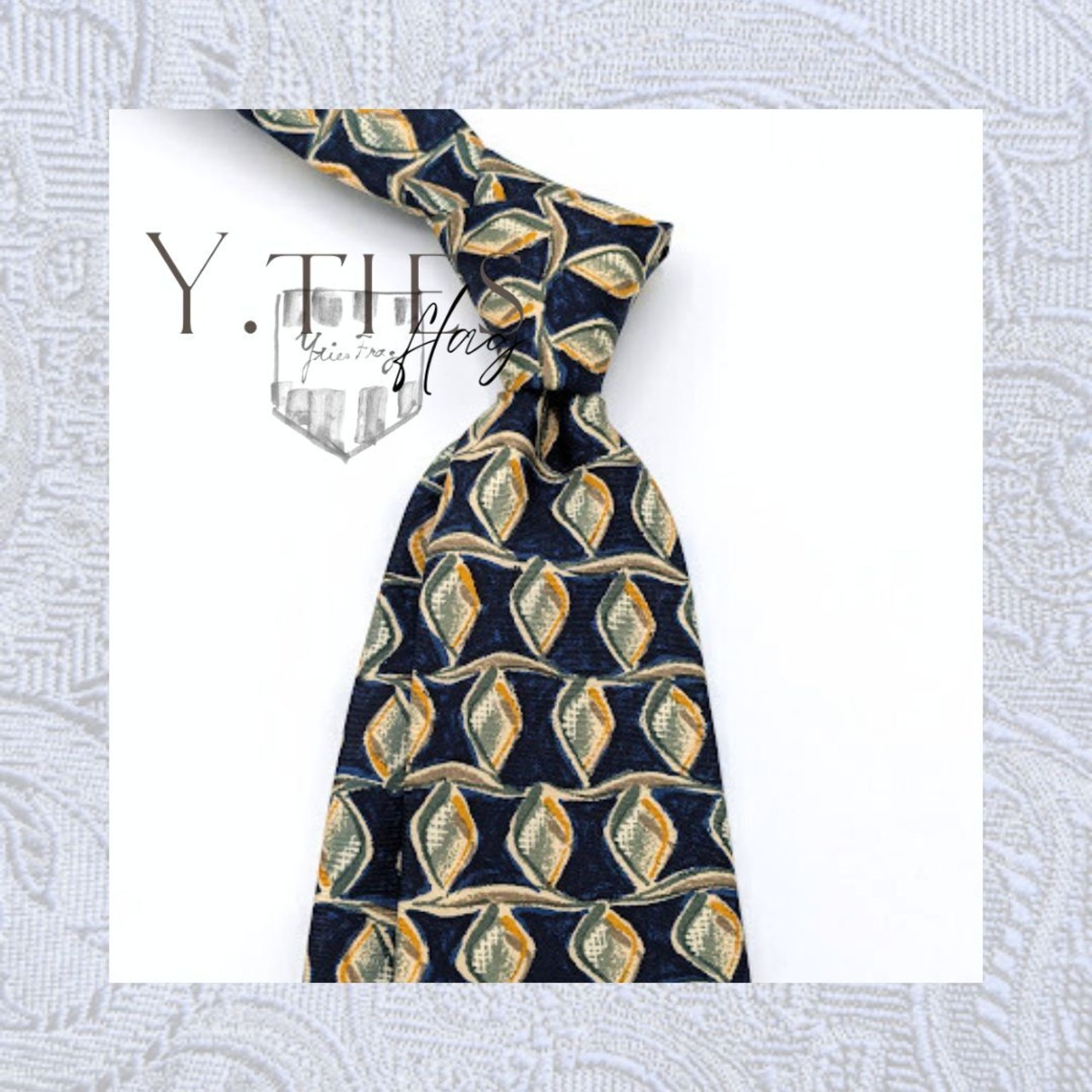 イタリーシルクItaly Silk Printed Tie　/　pattern①　【　NAVY　/　BROWN　】