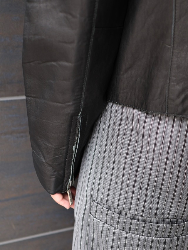 mock neck zip up leather jacket