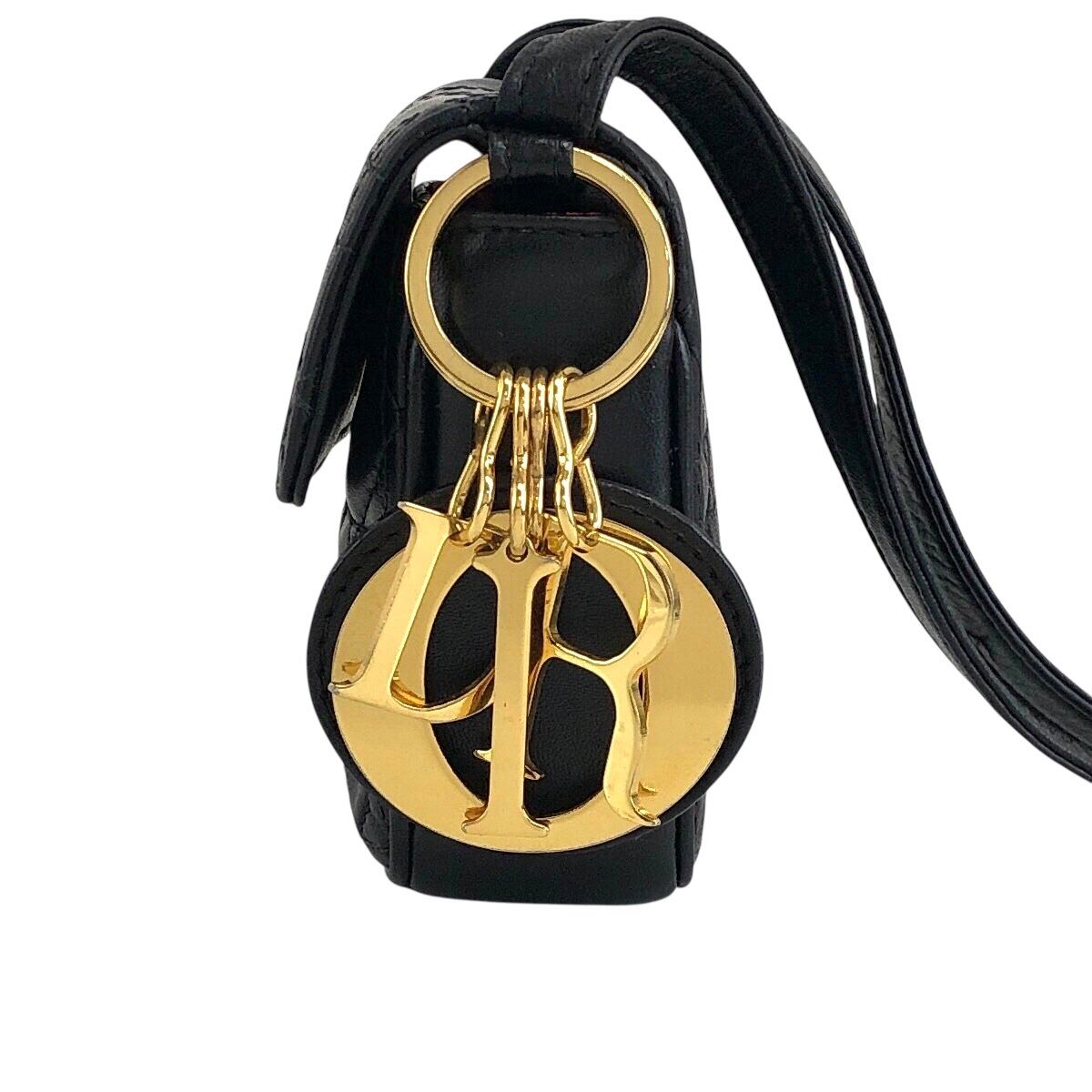 AA585 クリスチャンディオール レザー オールド ショルダーバッグ ヴィンテージ Christian Dior クリスチャン ディオール ショルダーバッグ ブラック