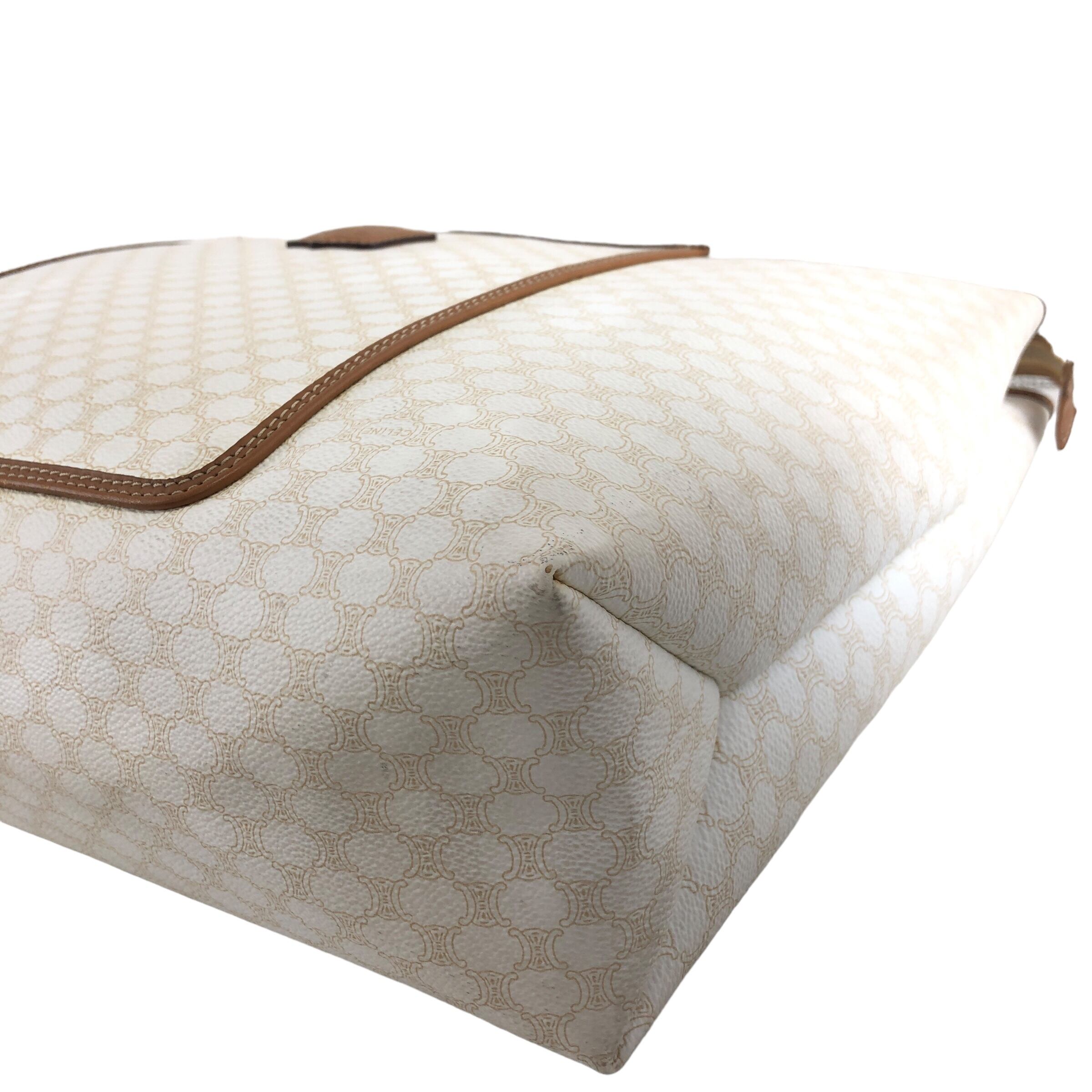 本物 オールドセリーヌ ハンドバッグ レディース マカダム 白 ブラゾン マーク CELINE セリーヌ マカダム ハンドバッグ ホワイト ブラゾン型