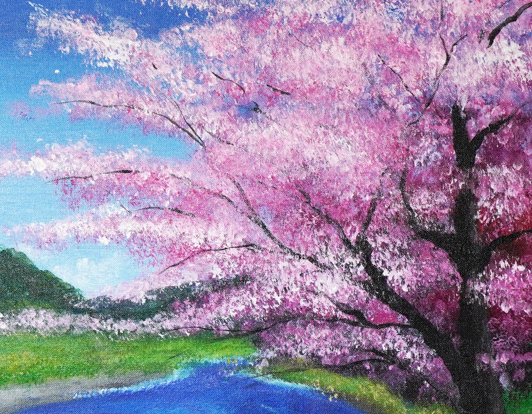 桜と川の風景 | easobi Artshop