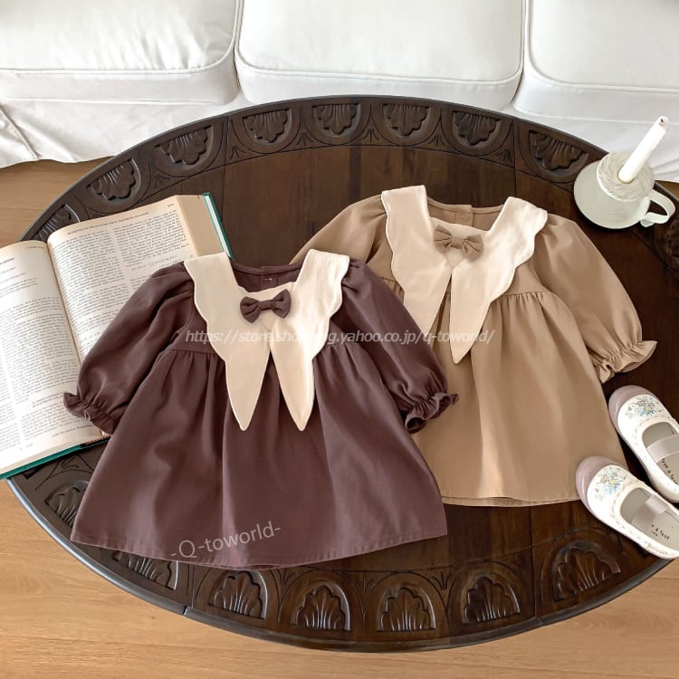 70㎝-110㎝】ワンピース リボン 外国人形 ヴィンテージ風 ベビー  
