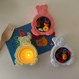 bear bowl candle holder 4colors / ベア ボウル キャンドル ホルダー テディーベア トレー くまさん 韓国雑貨