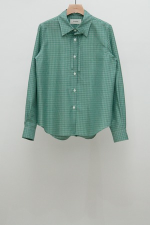 Silk Cotton Tie Shirt - Green Check