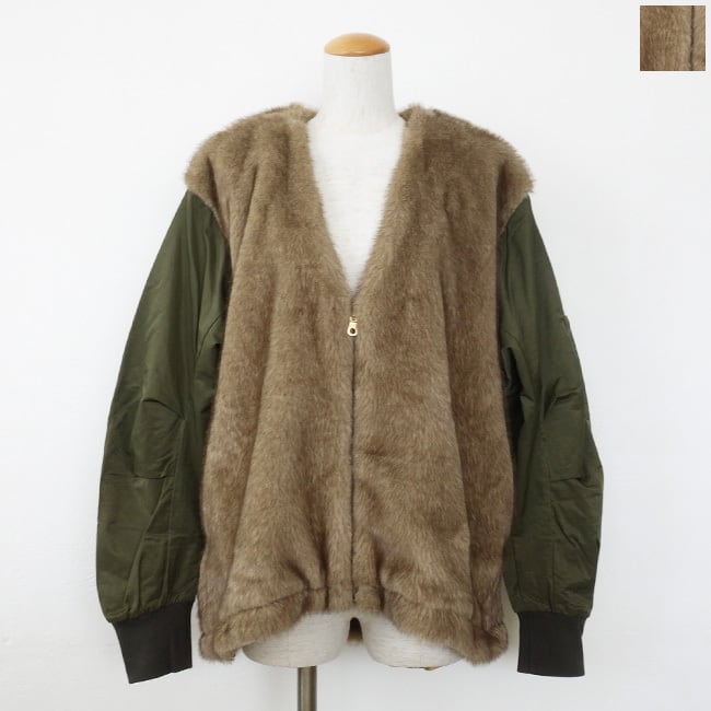 cafune (カフネ) ジャケット メッシュツイード ノーカラー ドルマン