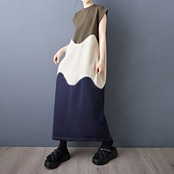流線 配色 ロングワンピース 30249