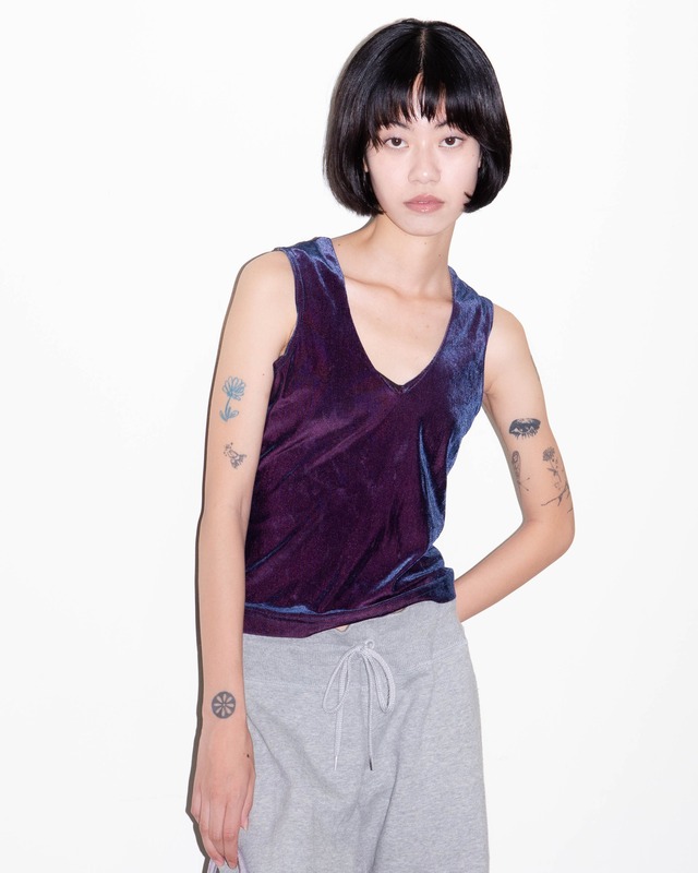 1990s iridescent velour V-neck tank