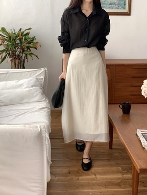 sheer and glossy long SK