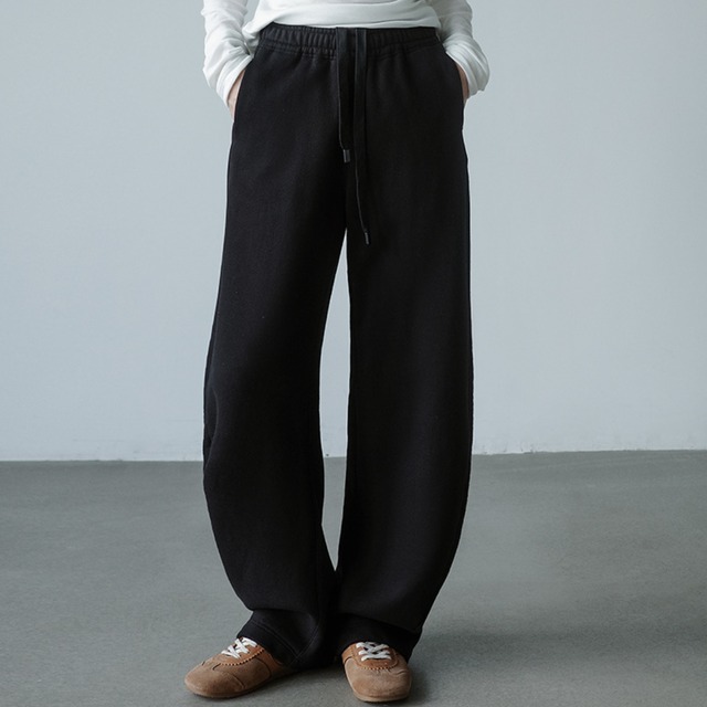 Loose silhouette easy waist wide pants   G1024