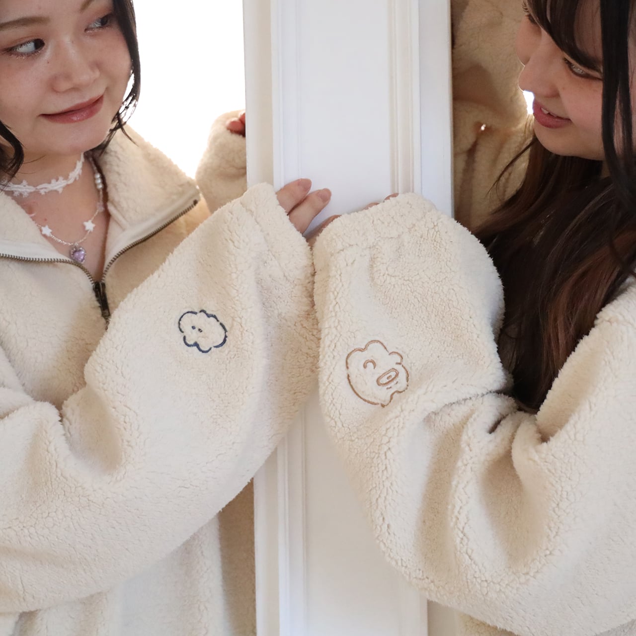 ウサクマのモコモコハーフジップ /ネイビー（MK-406） | もくもく