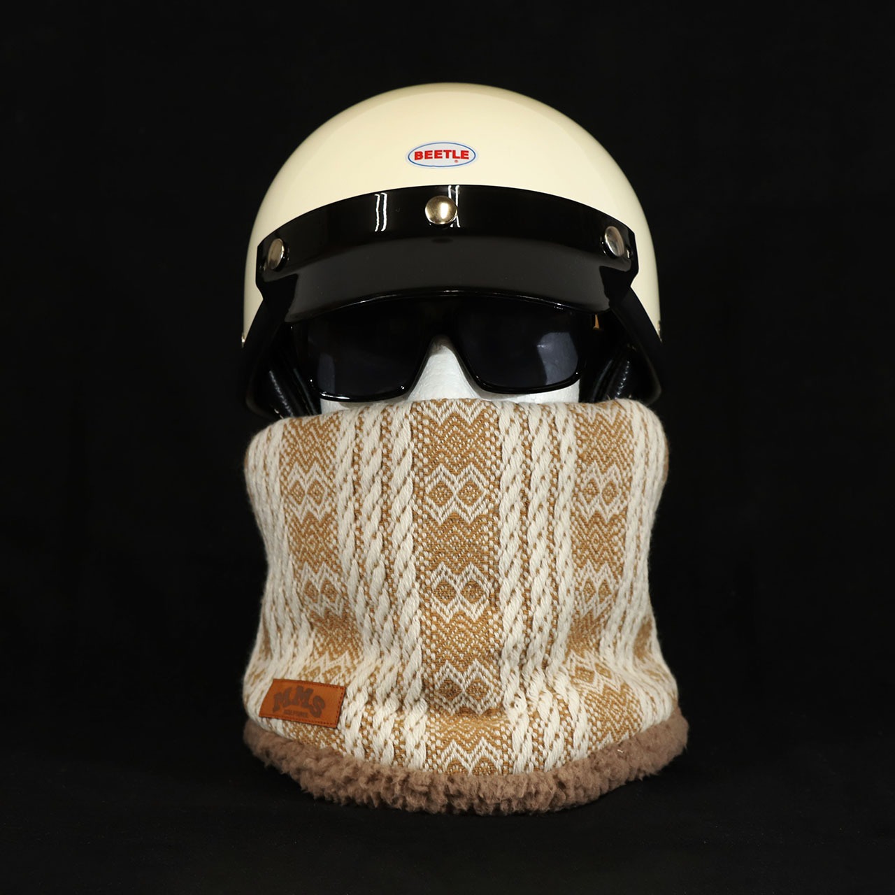 ROBIN NECK WARMER ウールジャカードBR&ブラウンファー