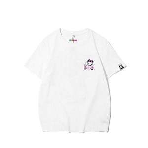 送料無料 【HIPANDA ハイパンダ】キッズ Tシャツ KID'S HIPANDA GIRL PINK CAR PRINTED SHORT SLEEVED T-SHIRT / WHITE・BLACK