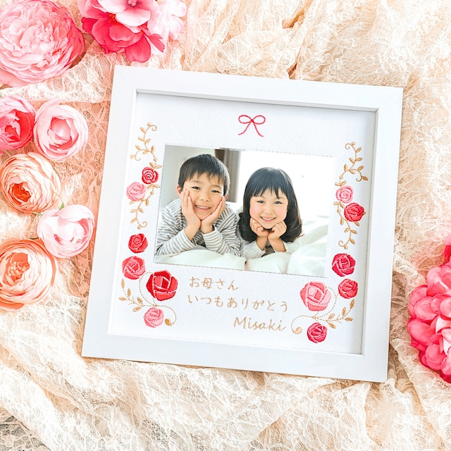 母の日ギフト 孫 子供 写真 誕生日 名入れ 写真立て フォトフレーム ギフト メッセージ バラ ローズ 父の日