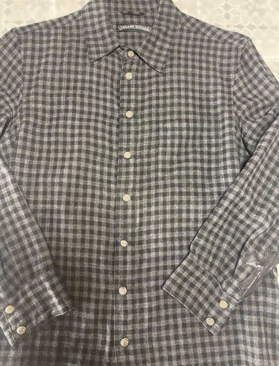 CHROME HEARTS クロムハーツ 長袖チェックシャツ ブラック グレー チェック