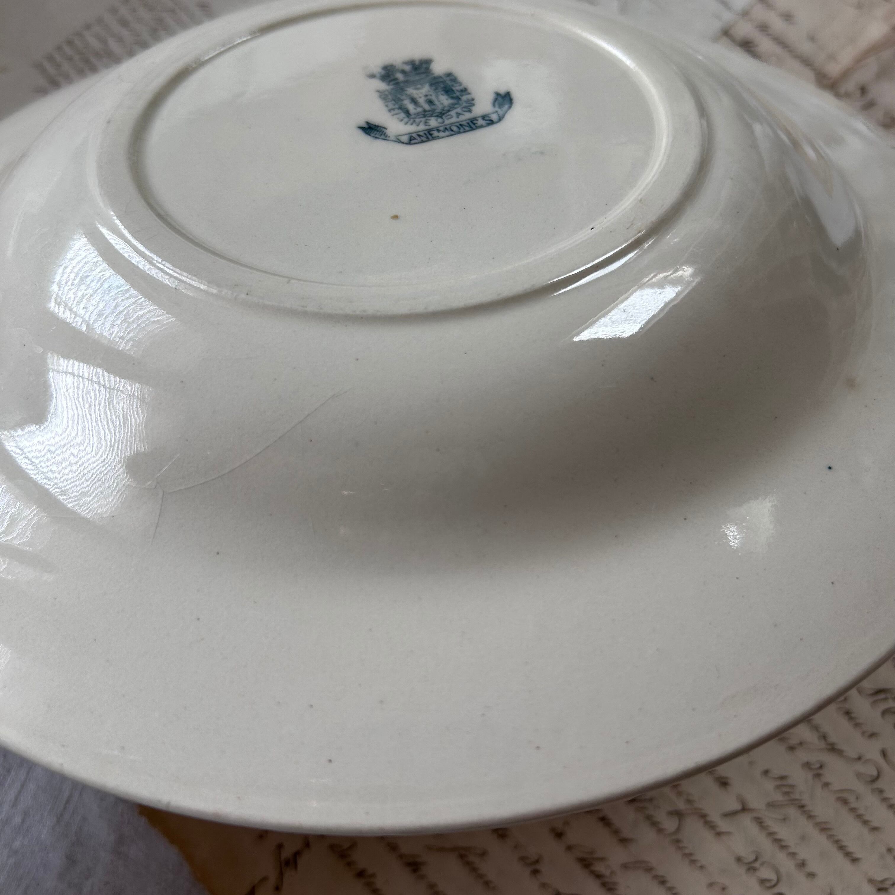 フランスアンティーク】 Gien （ジアン） ANEMONES 深皿 プレート A