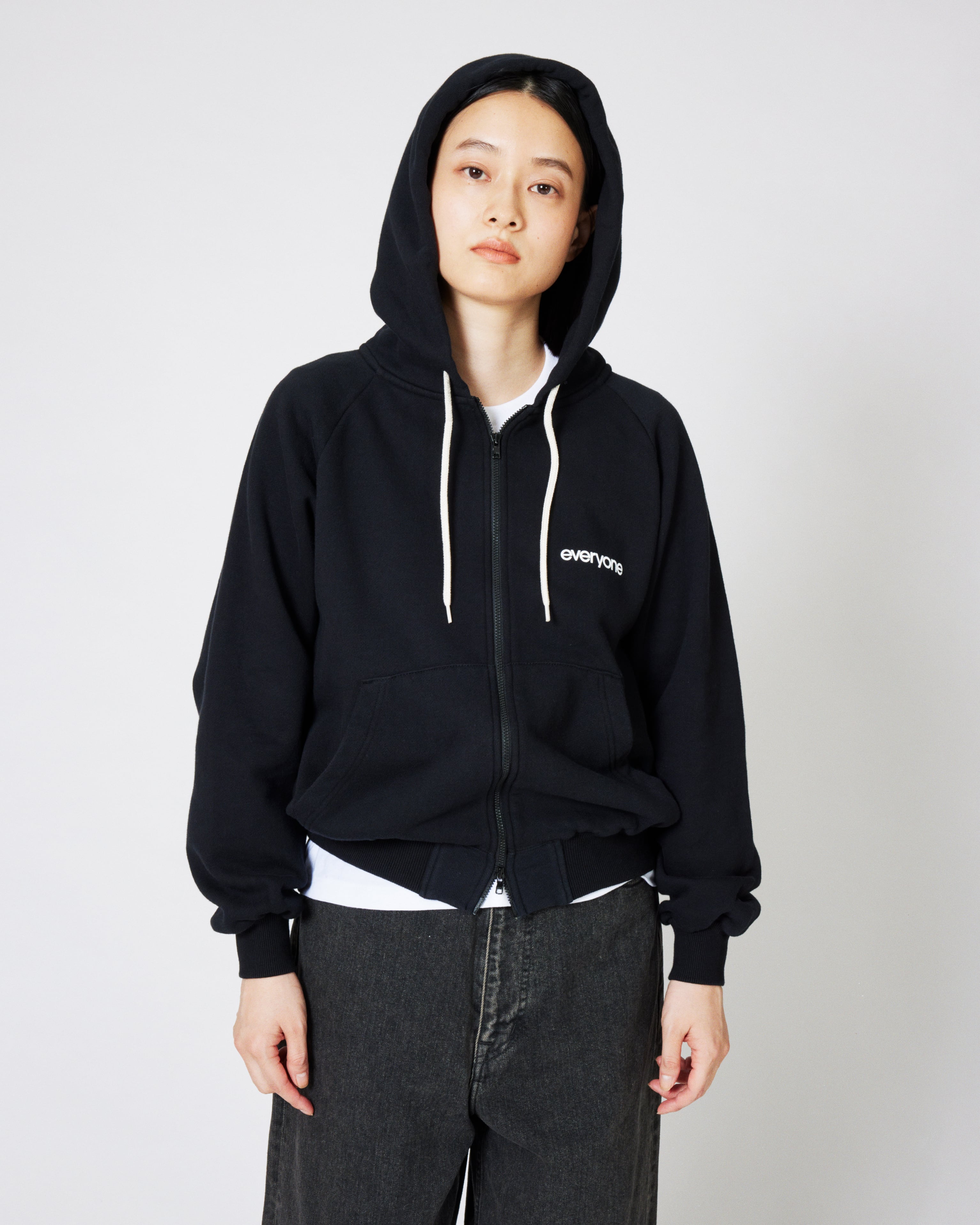 everyone original logo zip up hoodie (BLACK) | everyone