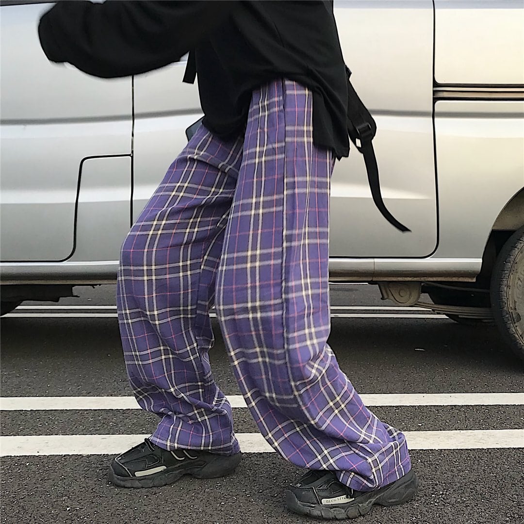 パープルワイドチェックパンツ / HWG221 | HiGHWAY-G パープルワイドチェックパンツ / HWG221 | HiGHWAY-G
