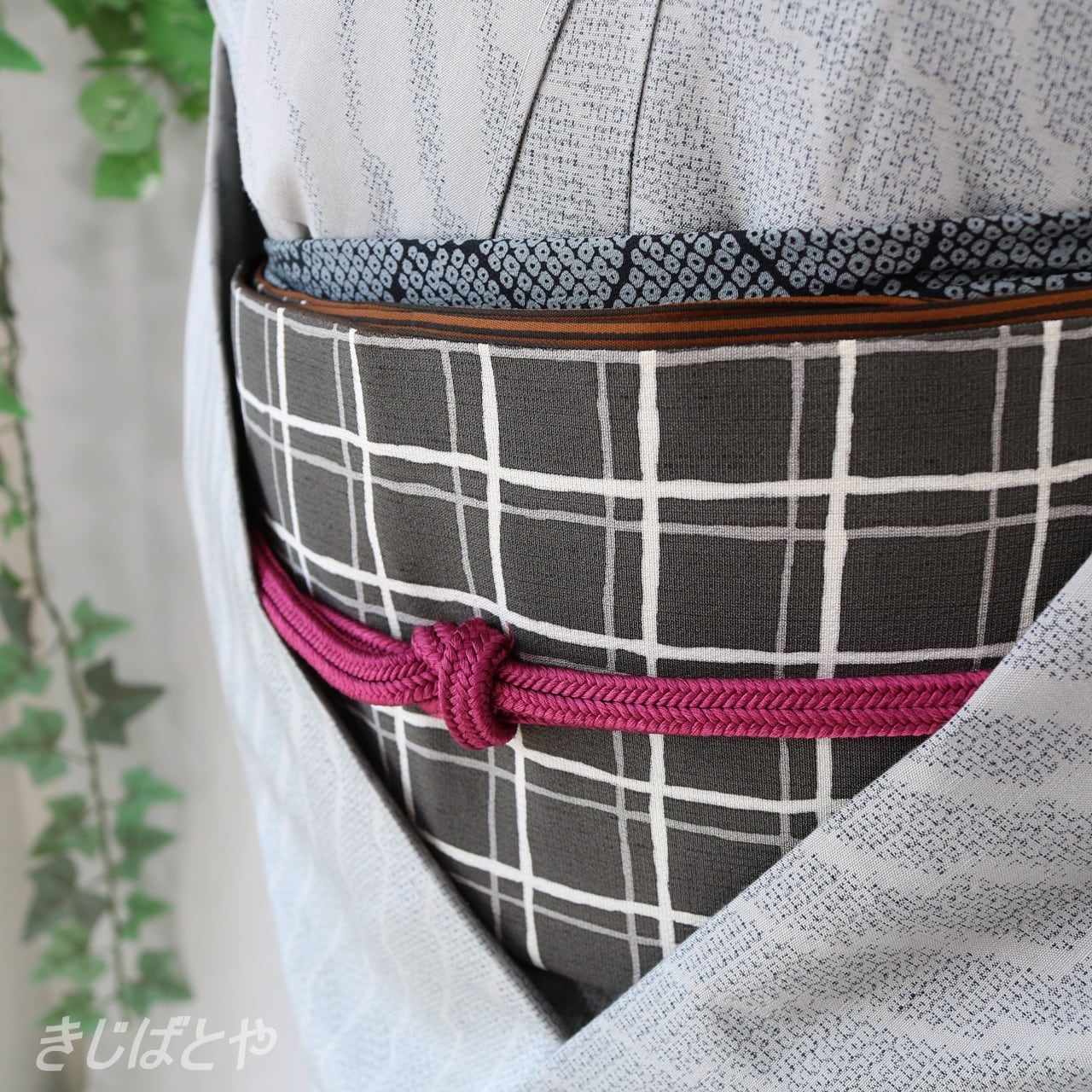 正絹 黒鼠の格子の袋帯 | きじばとや