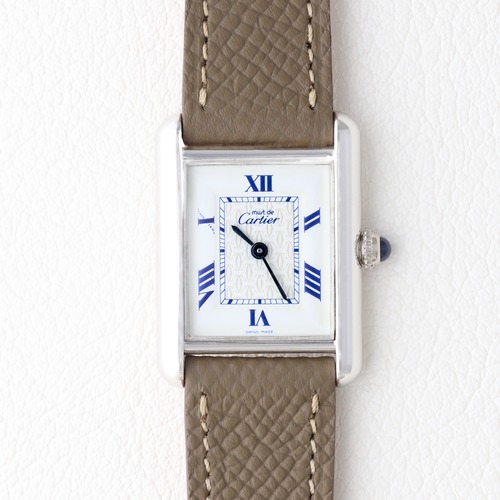 カルティエ マストタンク MM ブルー文字 とびローマン レザー