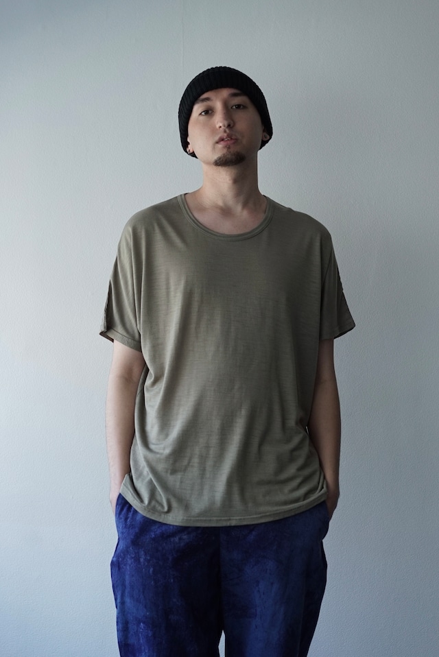 Super120s Washable Wool Jersey /  D/S Wool Tee （SEPIA）