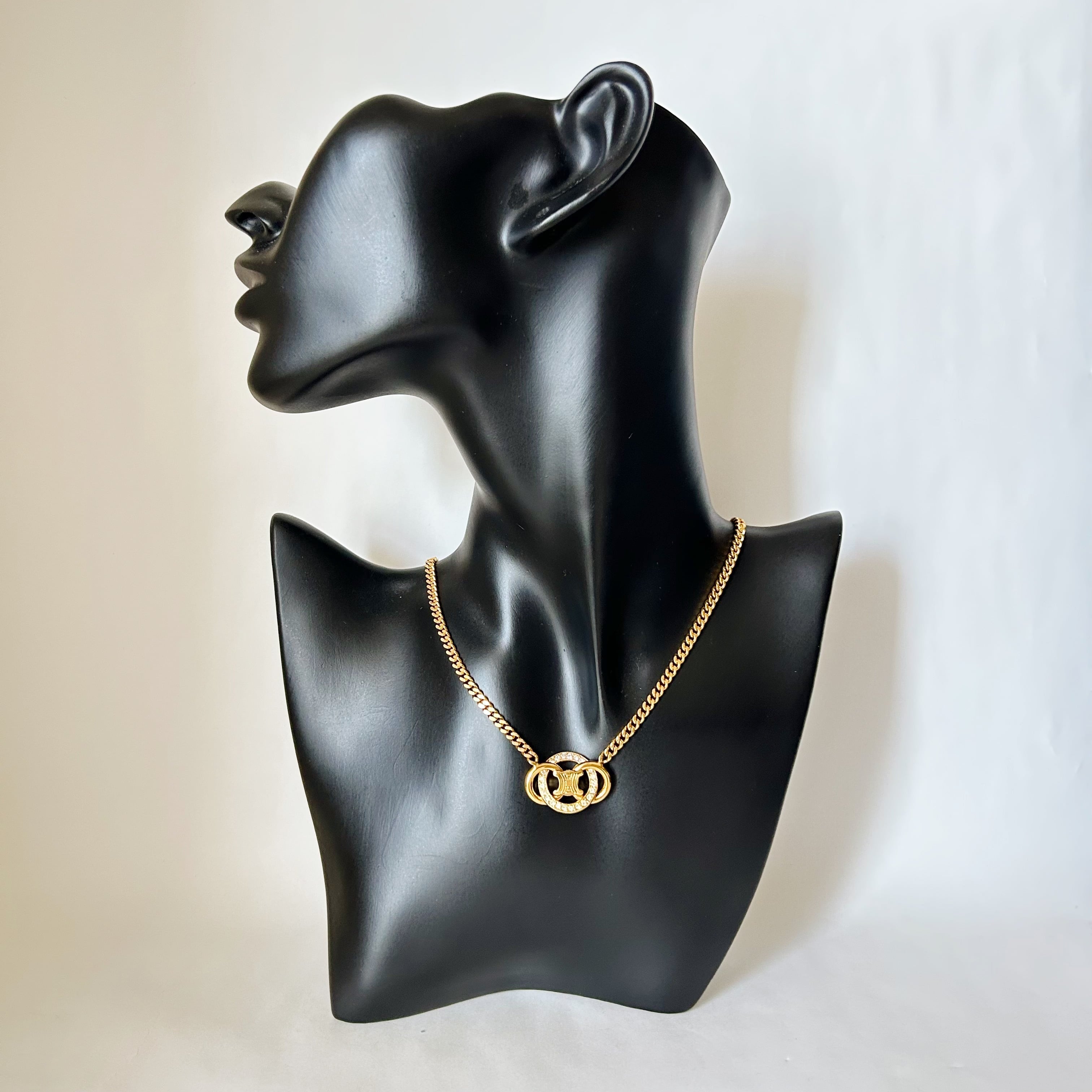 CN7108】CELINE macadam rhinestone necklace/セリーヌ/ネックレス