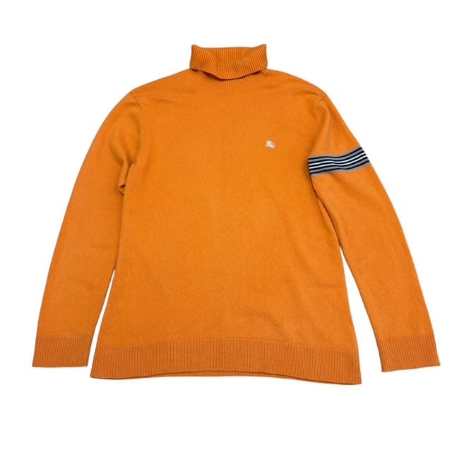 古着 バーバリーブラックレーベル タートルネックセーター クリーニング済み ウール カシミヤ混 オレンジ メンズ サイズ2