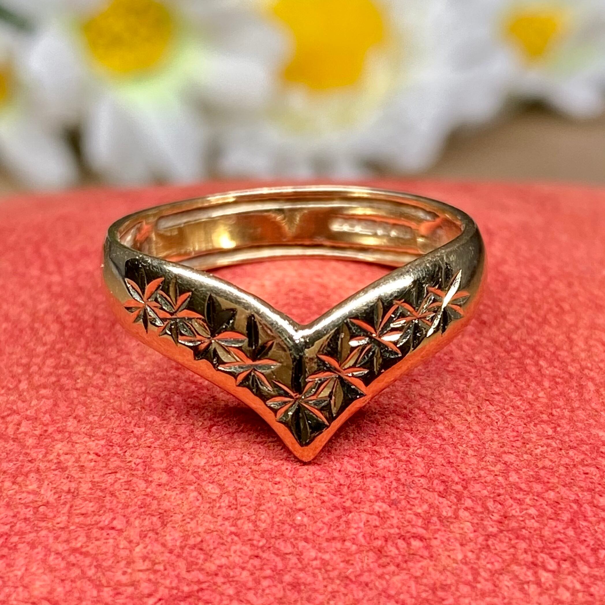 最終　英国　イギリス　ヴィンテージ　9k 9金　ゴールド　ウィッシュボーンリング 英国イギリスヴィンテージ9k 9金ゴールドウィッシュボーンリング