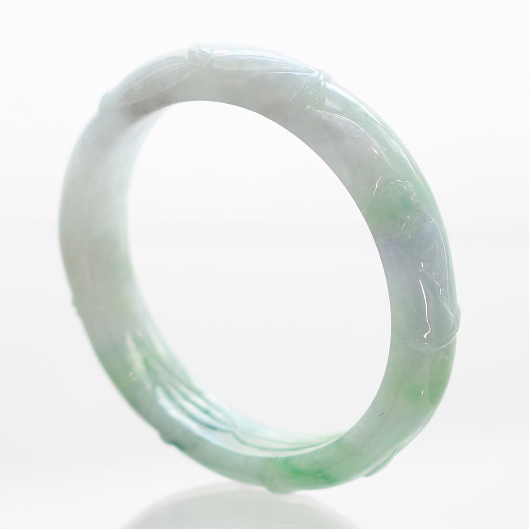 内径 55.4mm】翡翠彫りバングル A貨翡翠 jd_bg1302 | 【MeiNu