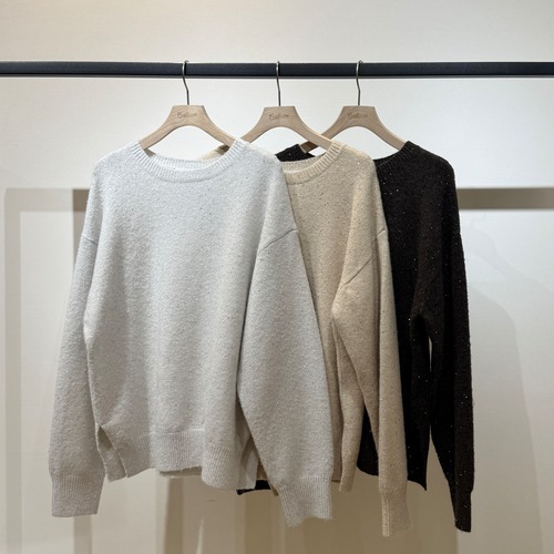 【限定店舗】クルーネックスパンコールニットPO
