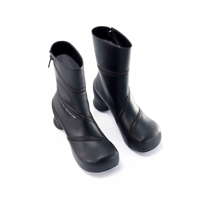 【GRAPE】Spiral zipper boots Black