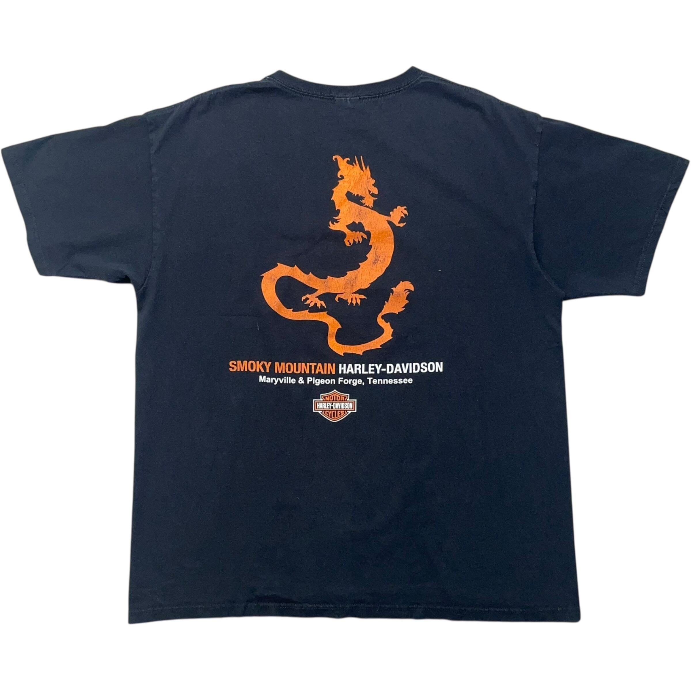 《XL》 Harley-Davidson ハーレーダビッドソン Tシャツ ドラゴン プリント ブラック no.8453