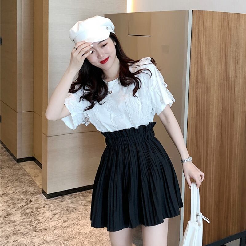 山本ウインドスーツウィメンズ2020ニューウエスタンスタイル半袖Tシャツ、小さめ、塩辛い、甘く、プリーツのショートスカート 1号婦人26823451556