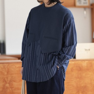 Still Navy Layered Long Shirt(LMU0283)