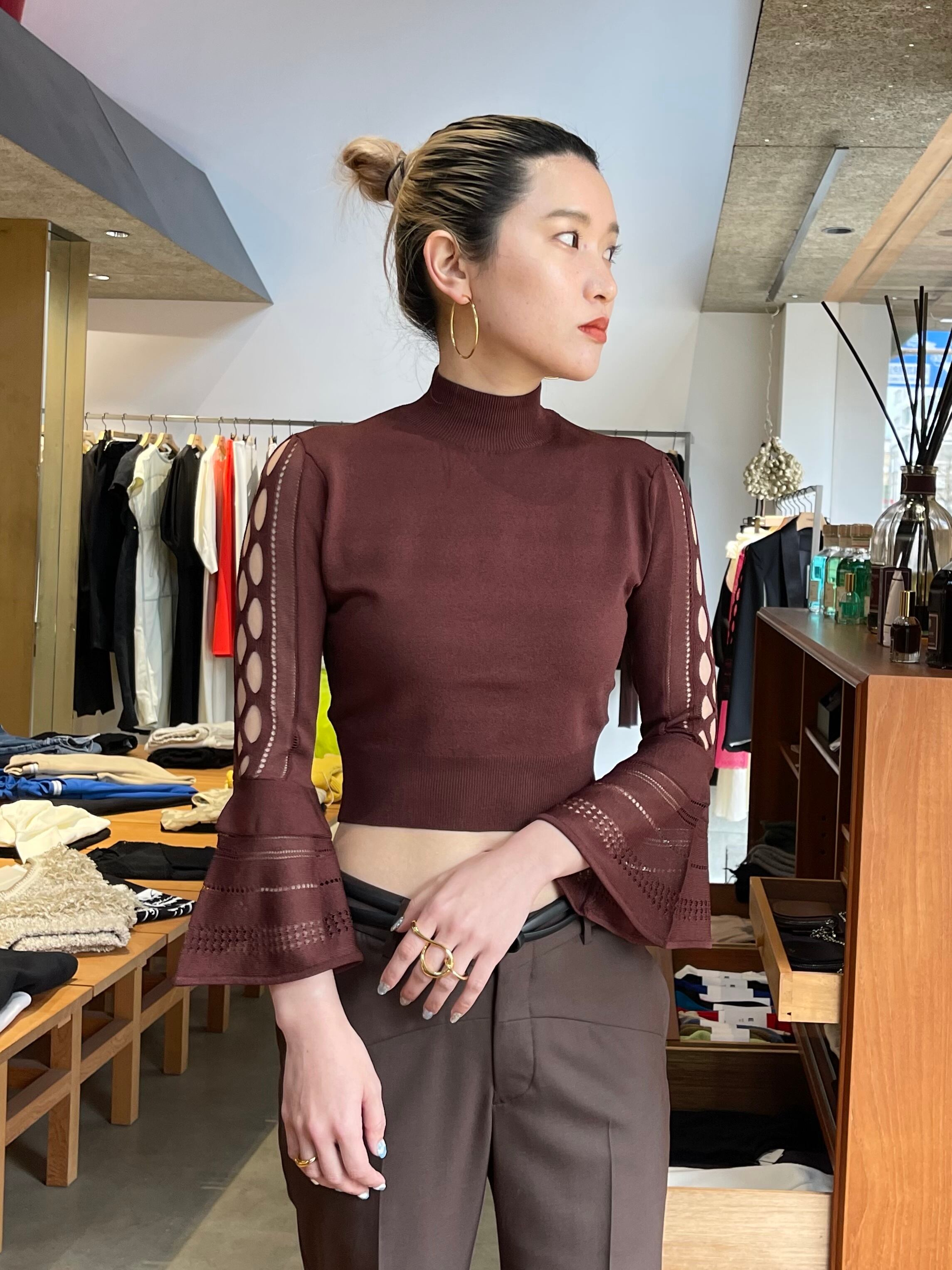 23SS】FETICO フェティコ / FLARED SLEEVE KNIT TOP | TRENTオンライン  