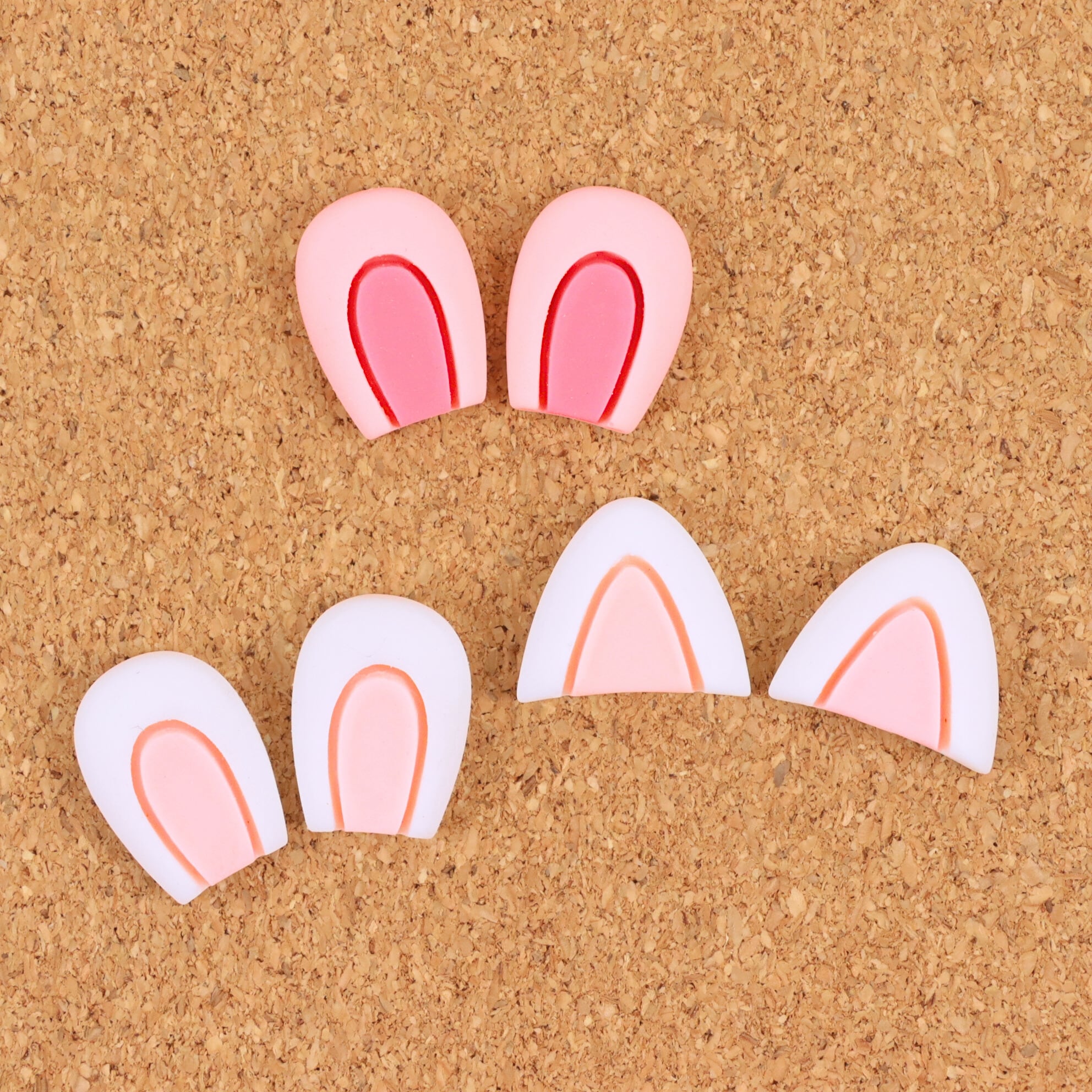 ウサギ ネコ 耳 パーツ 2個入り 樹脂 プラスチック 02000220