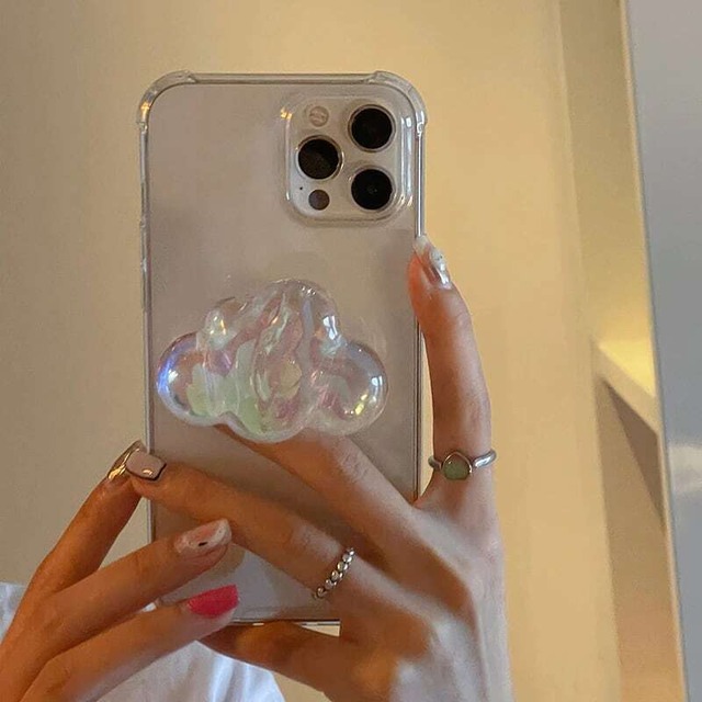 iPhoneケース iPhone13 iPhone12 雲  オーロラ グリップ クリア キラキラ おしゃれ スマホケース 韓国 1000