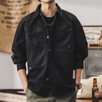 Flap Pocket Button-Down Long Sleeve Work Shirt ◇3color H0512