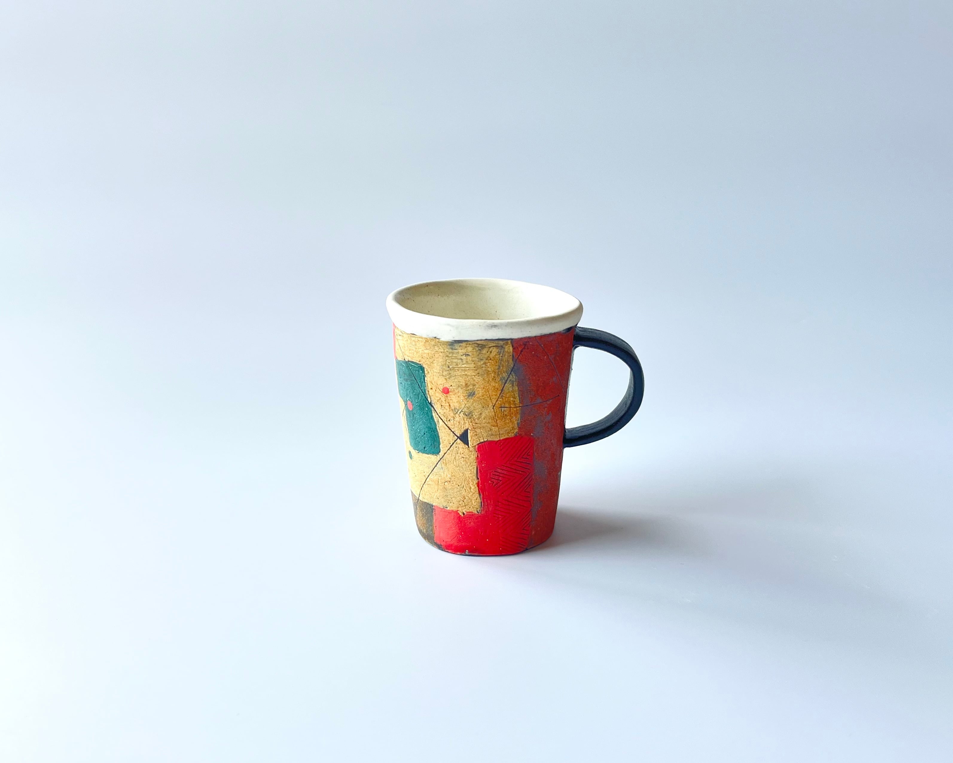 陶器製の抽象模様カップ 抽象模様 食器セット 陶器製