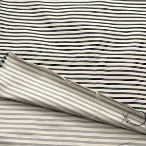 TC288◆2m◆L◆ナイロン100%シャカシャカ撥水加工生地◆ボーダー◆オフホワ×ブラック