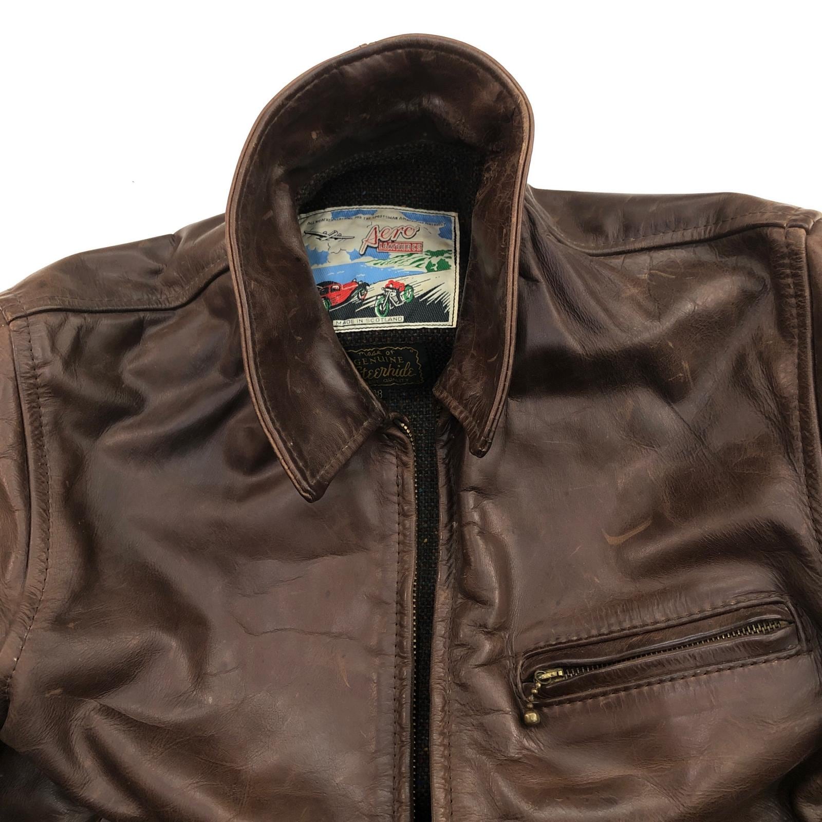 ア*ー様 エアロレザーハイウェイマン90sヴィンテージ AERO LEATHER エアロレザー 80 -90年代 スコットランド製 HIGHWAYMAN