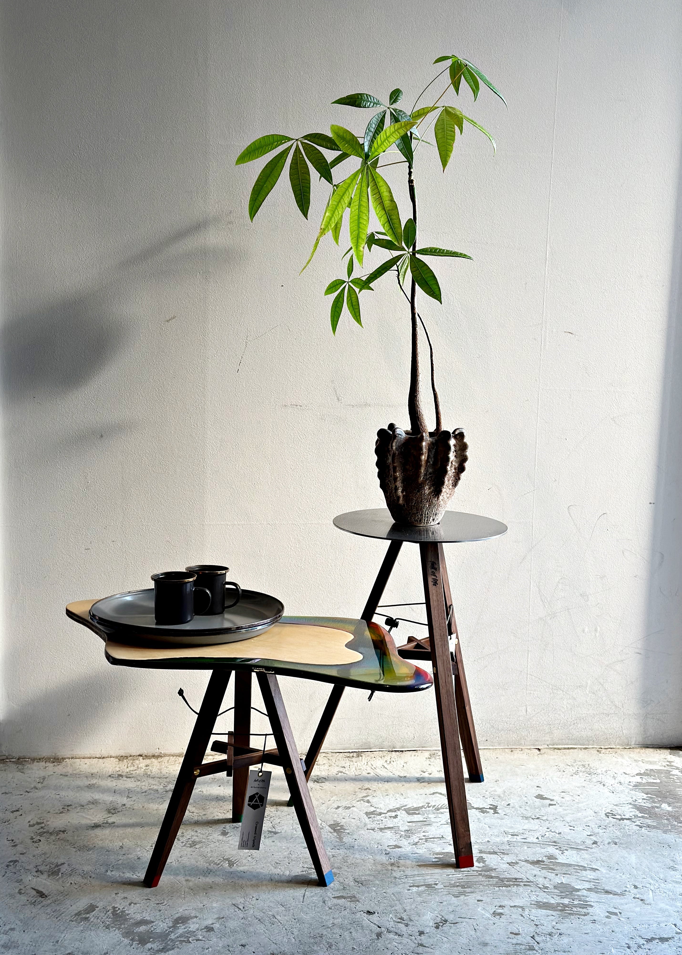 kurashigoto x full of life テーブル三脚 Crossed Tripod Walnut （小