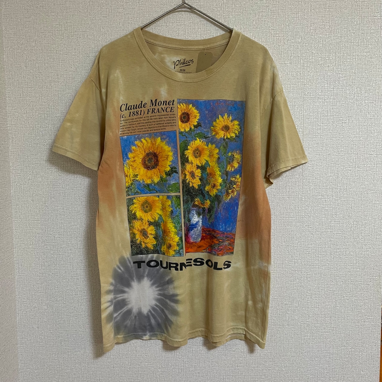 Philcos　クロードモネ　ひまわりプリント　アート  タイダイtシャツ