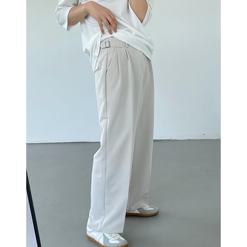 belted high-waist wide-leg pants mr04980