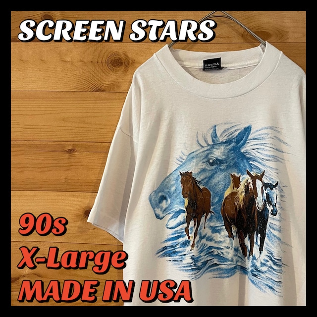 【SCREEN STARS】90s 馬 アニマルプリント Tシャツ USA製