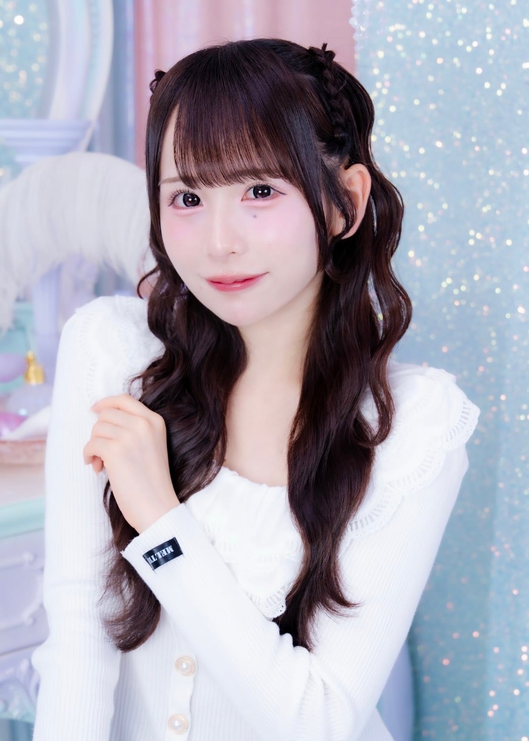 frill collar peplum knit