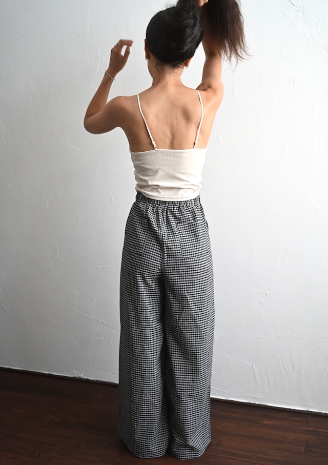 Handloom Cotton Check Wide Pants