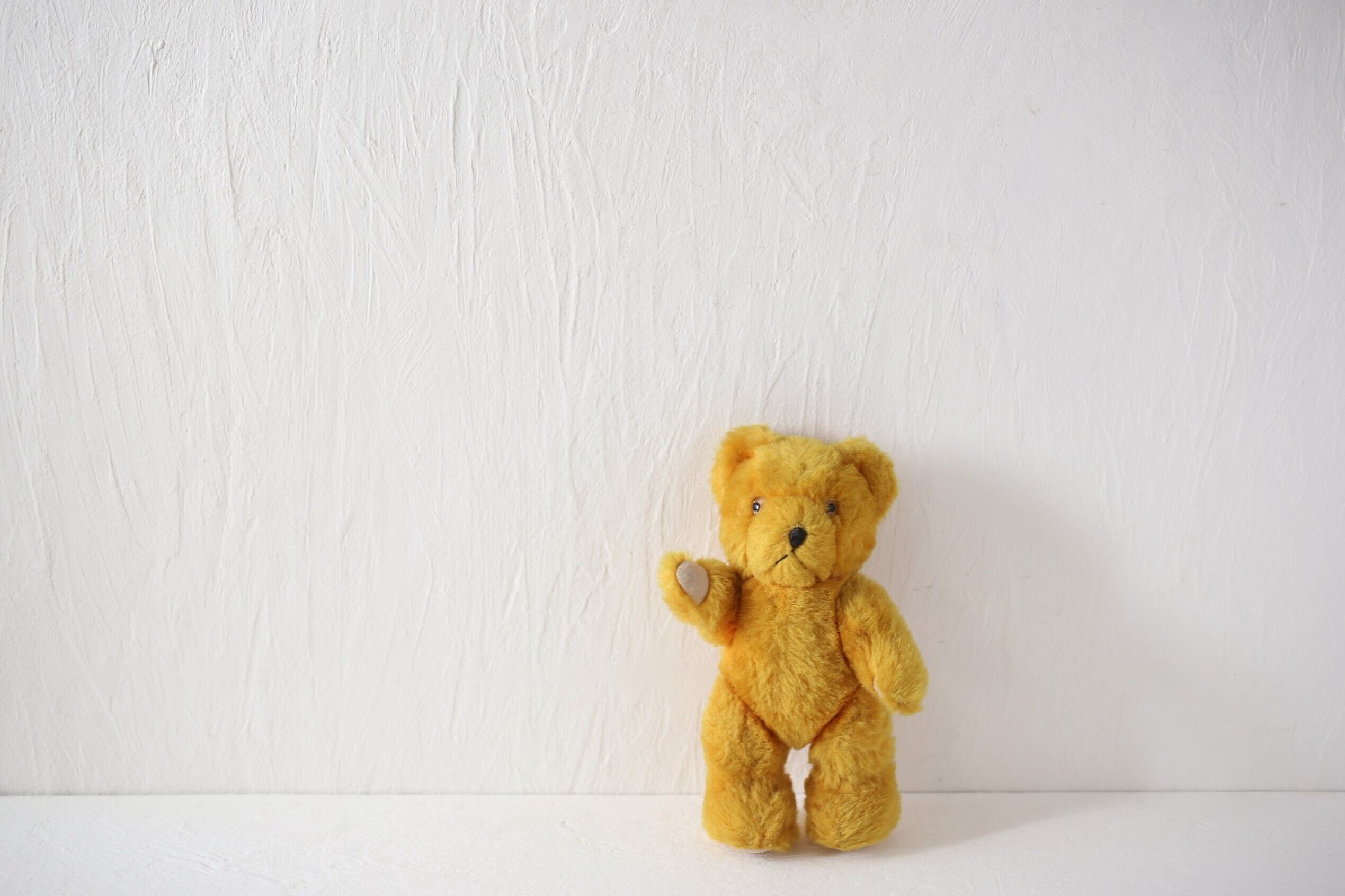 フランス アンティーク ヴィンテージ オレンジゴールドの小さなテディベア 約22cm N-05004