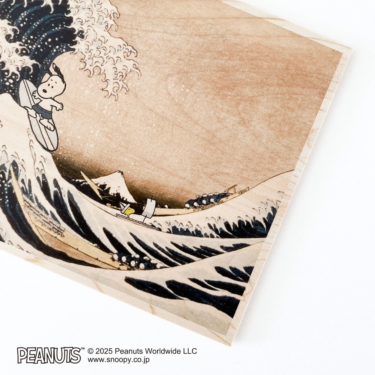 スヌーピー 木製ピクチャーカード 葛飾北斎 神奈川沖浪裏 | hmm, by