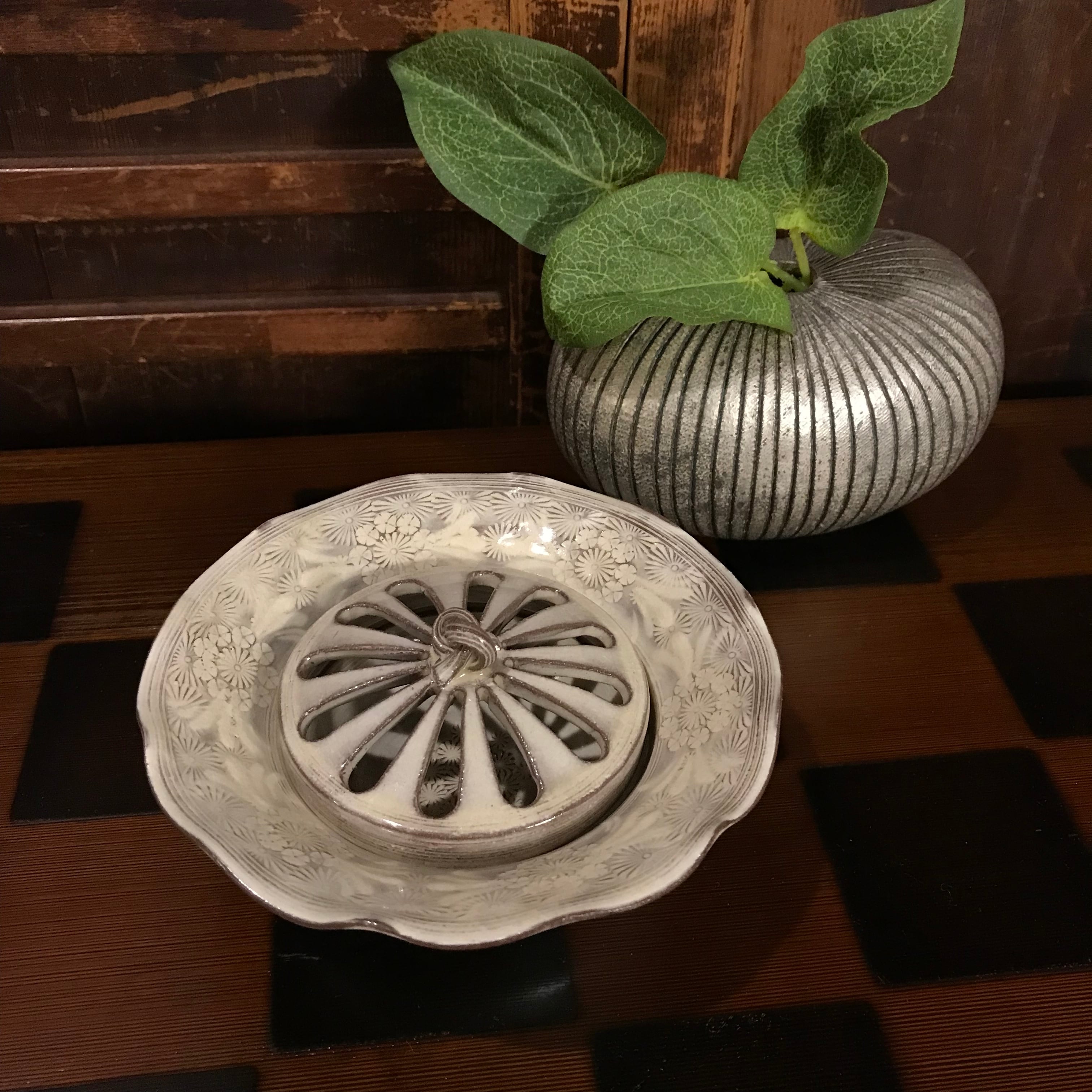 京焼 清水焼 森里陶楽 森里秀夫 紫三島 花瓶 花入 花