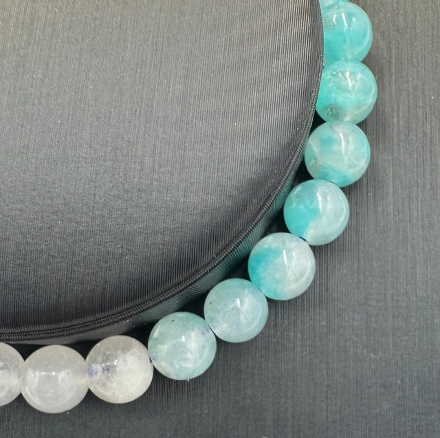 (00565)(選べる内径)ロシア産アマゾナイトシリカ【6mm】グラデーション　Amazonite 　天河石　ラウンドボール　デザインブレスレット　天然石　パワーストーン